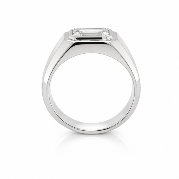 Platinum Men’s Wedding Ring with an Emerald-Cut Diamond Men's Wedding Bands 4