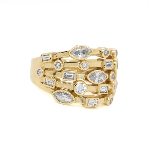 Bezel-Set Multi-Shape Diamond Ring Unique Rings 3