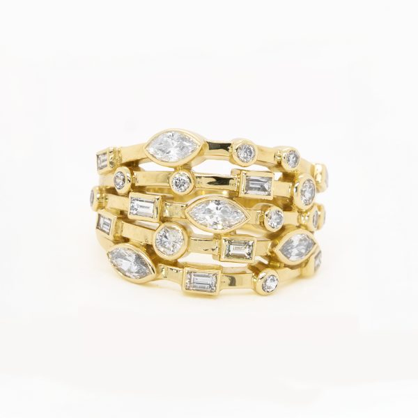 Bezel-Set Multi-Shape Diamond Ring Unique Rings 2