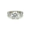 Round Diamond Engagement Ring with a Wide Diamond Band Custom Engagement Rings 6