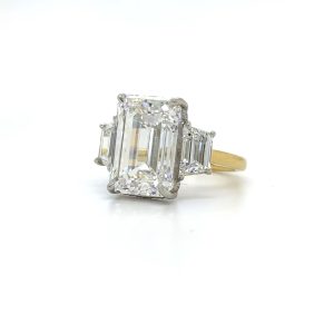 Two-Tone Emerald-Cut and Trapezoid Engagement Ring Engagement Rings