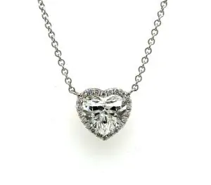 Heart-Shaped Diamond Necklace with a Diamond Halo Necklaces
