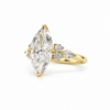 Yellow Gold Marquise Engagement Ring with Marquise and Round Side Stones Custom Engagement Rings 5