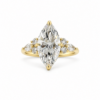 Yellow Gold Marquise Engagement Ring with Marquise and Round Side Stones Custom Engagement Rings 6