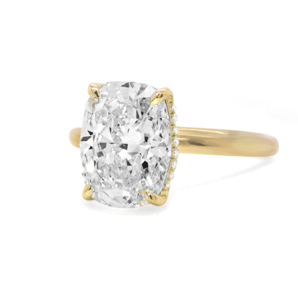 Cushion-Cut Engagement Ring with Hidden Halo Custom Engagement Rings