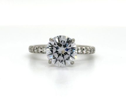 Round Brilliant-Cut Engagement Ring with Diamond Floral Prongs Engagement Rings 2