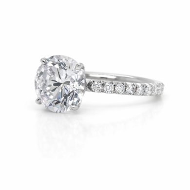 Round Brilliant-Cut Engagement Ring with Diamond Floral Prongs Custom Engagement Rings 2