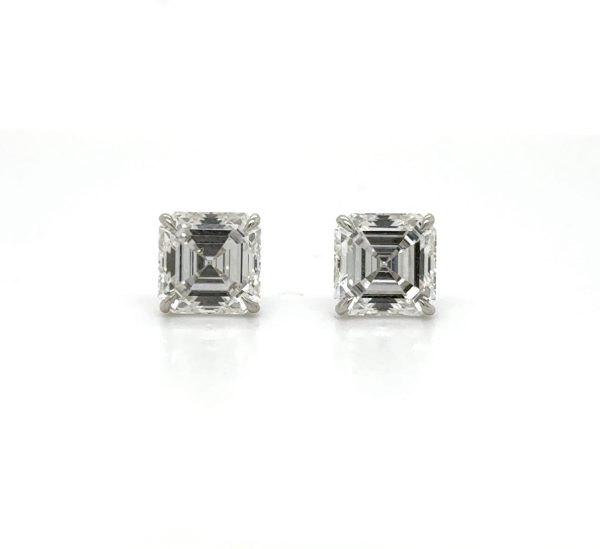 Asscher-Cut Diamond Studs in Platinum | Peter Norman