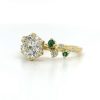 Round Diamond Engagement Ring with Scattered Emerald and Diamond Setting Custom Engagement Rings 4