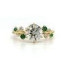 Round Diamond Engagement Ring with Scattered Emerald and Diamond Setting Custom Engagement Rings 5