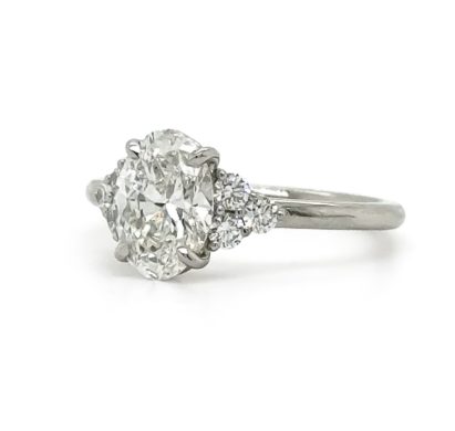 Oval Engagement Ring with Round Side Stones Custom Engagement Rings