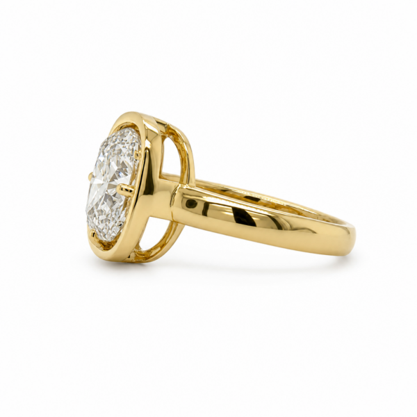Elongated  Cushion-Cut Ring in a Yellow Gold Bezel Setting Custom Engagement Rings 4