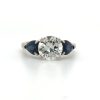 Round Diamond Ring with Pear-Shaped Sapphire Side Stones Custom Engagement Rings 6
