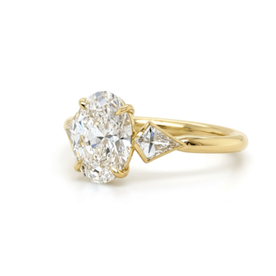 Oval-Cut Diamond Engagement Ring with Bezel-Set Kites Custom Engagement Rings