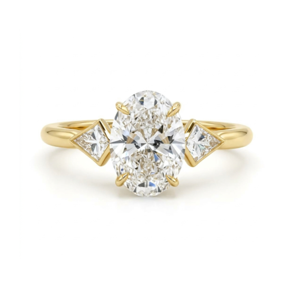 Oval-Cut Diamond Engagement Ring with Bezel-Set Kites Custom Engagement Rings 3
