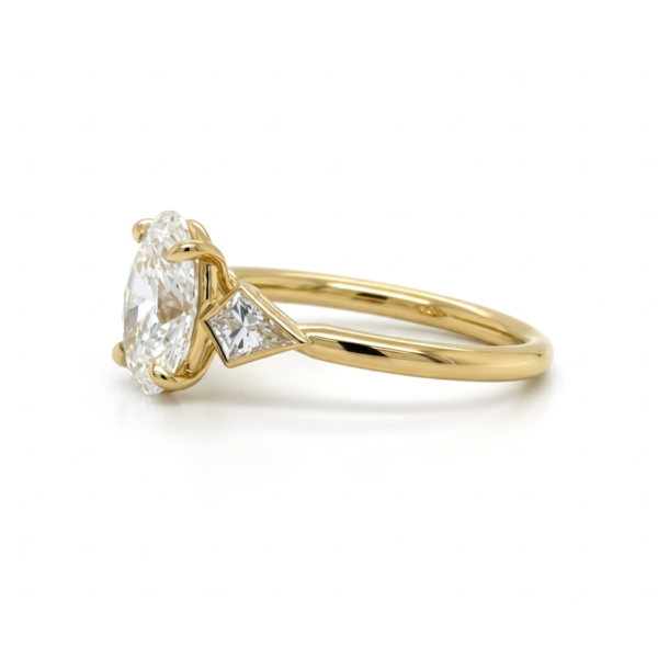 Oval-Cut Diamond Engagement Ring with Bezel-Set Kites Custom Engagement Rings 4