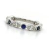 Bezel-Set Sapphire and Diamond Wedding Band Custom Wedding Bands 4
