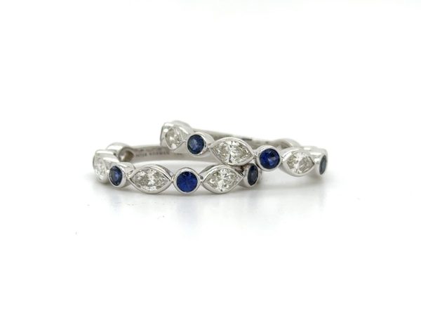 Bezel-Set Sapphire and Diamond Wedding Band Custom Wedding Bands 3