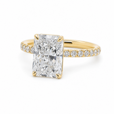 Radiant-Cut Diamond Ring with Diamond Band Custom Engagement Rings