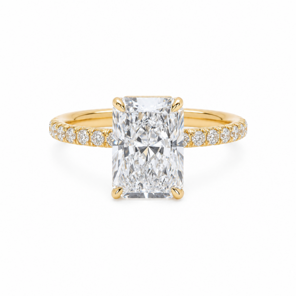Radiant-Cut Diamond Ring with Diamond Band Custom Engagement Rings 3