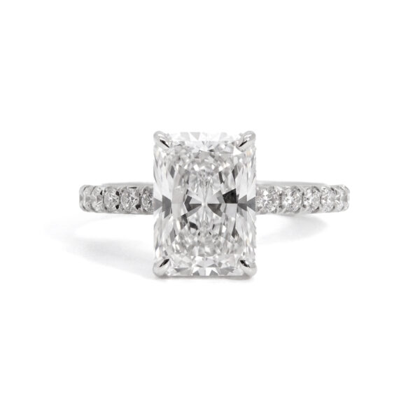Radiant-Cut Diamond Ring with Diamond Band Custom Engagement Rings 3