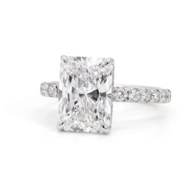 Radiant-Cut Diamond Ring with Diamond Band Custom Engagement Rings