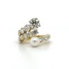 Pearl and Diamond Bypass Ring Custom Jewelry 5