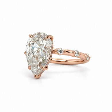 Pear Ring with Scattered Diamond Band Custom Engagement Rings