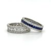 Sapphire and Diamond Triple Band Custom Wedding Bands 5
