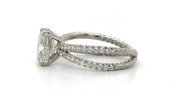 Cushion-Cut Diamond Ring with an X-Shaped Band Custom Engagement Rings 4
