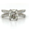 Cushion-Cut Diamond Ring with an X-Shaped Band Custom Engagement Rings 7