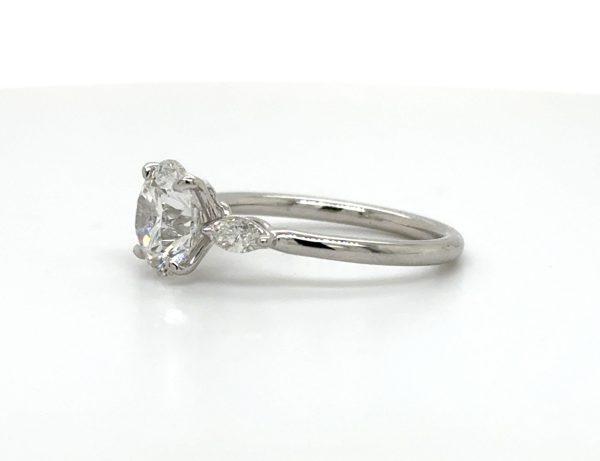 Round and Marquise Diamond Three-Stone Ring Custom Engagement Rings 4