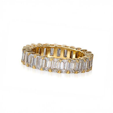 Emerald-Cut Eternity Band in Yellow Gold Custom Wedding Bands 2