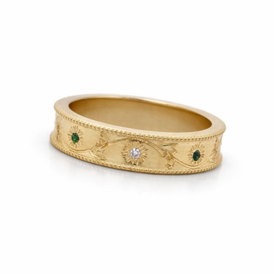 Floral Wedding Band with Milgrain Men's Wedding Bands