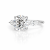 Round and Marquise Diamond Three-Stone Ring with Hidden Halo Natural Mined Diamond Engagement Rings 6
