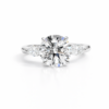 Round and Marquise Diamond Three-Stone Ring with Hidden Halo Natural Mined Diamond Engagement Rings 7