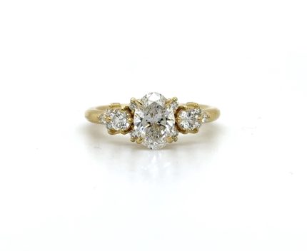 Oval Ring with Scattered Side Diamonds Custom Engagement Rings 2