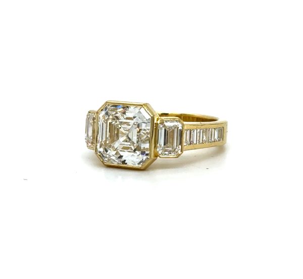 Bezel-Set Asscher- and Emerald-Cut Diamond Ring Custom Engagement Rings