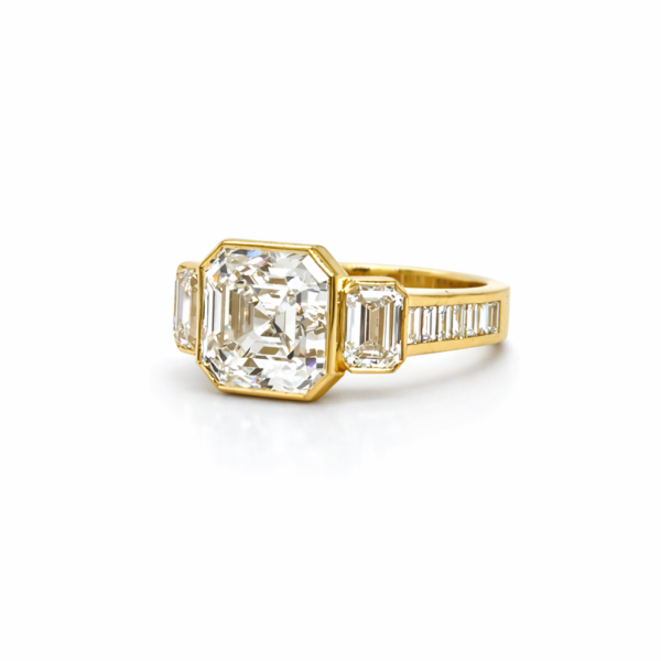Bezel-Set Asscher- and Emerald-Cut Diamond Ring Custom Engagement Rings 2