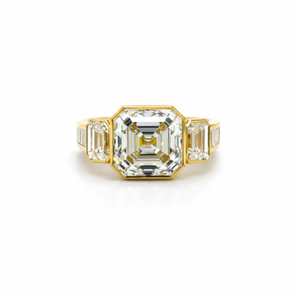 Bezel-Set Asscher- and Emerald-Cut Diamond Ring Custom Engagement Rings 3