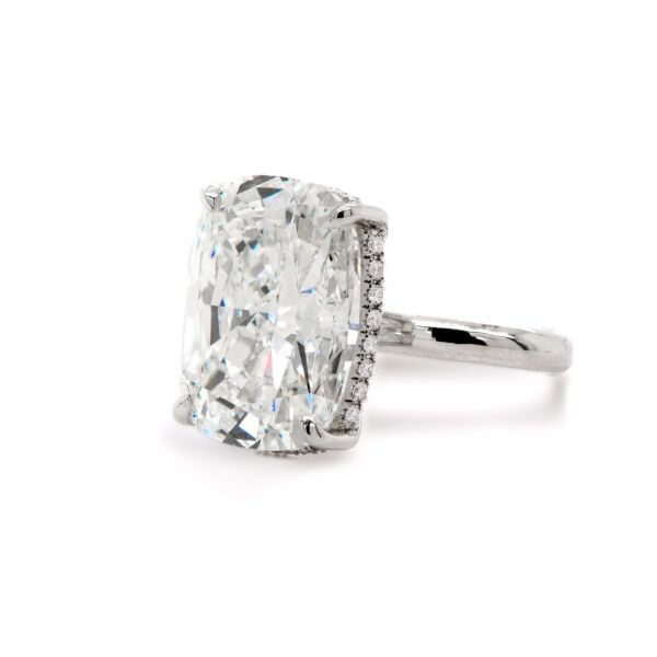 Elongated Cushion Cut Diamond Engagement Ring with Hidden Halo Custom Engagement Rings