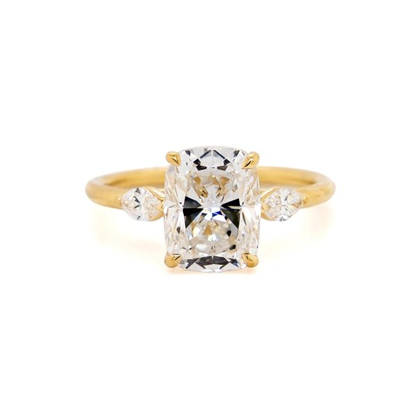 Elongated Cushion and Marquise Three-Stone Diamond Ring Custom Engagement Rings 3