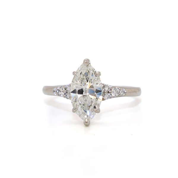 Marquise Diamond Ring with Tapered Pave Band Custom Engagement Rings 3