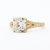 Cushion Cut Diamond Split Shank Ring with Engraved Band Custom Engagement Rings 6