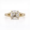 Cushion Cut Diamond Split Shank Ring with Engraved Band Custom Engagement Rings 5