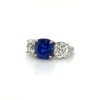 Three-Stone Sapphire and Diamond Ring Fine Colored Gemstone Rings 4