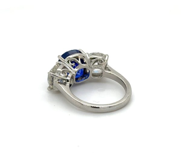 Three-Stone Sapphire and Diamond Ring Fine Colored Gemstone Rings 3