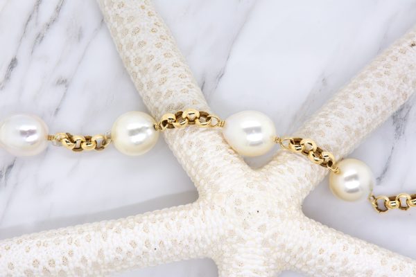 Baroque Pearl & Gold Link Bracelet Custom Jewelry 3