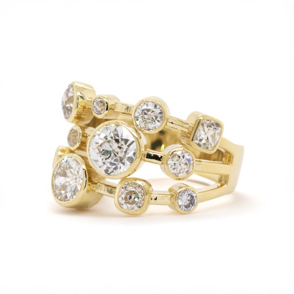 Asymmetrical Bezel Diamond Statement Ring Custom Jewelry 3