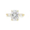 Elongated Cushion Diamond Ring with Marquise Side Stones Custom Engagement Rings 5